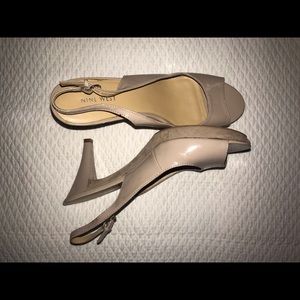Nude Nine West Slingback Heels